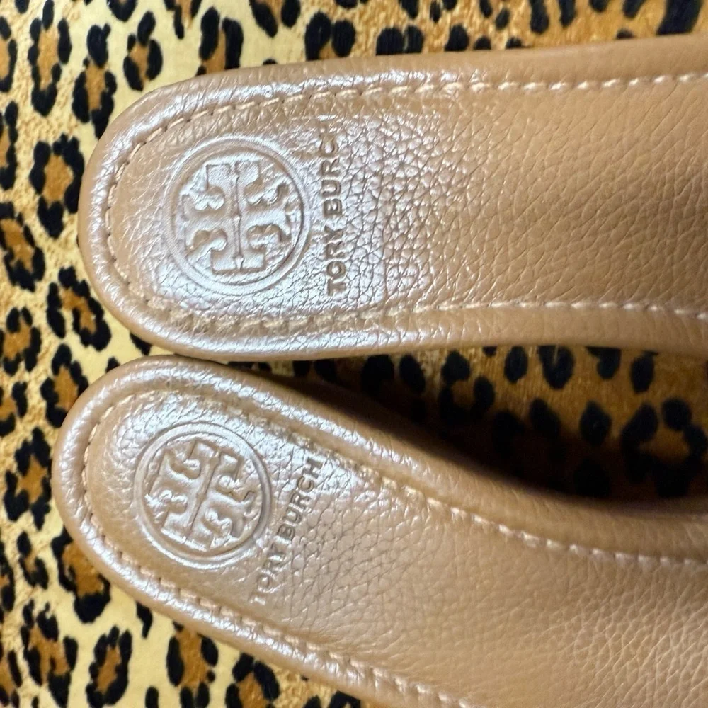Tory Burch Tan Leather Slide Sandals
